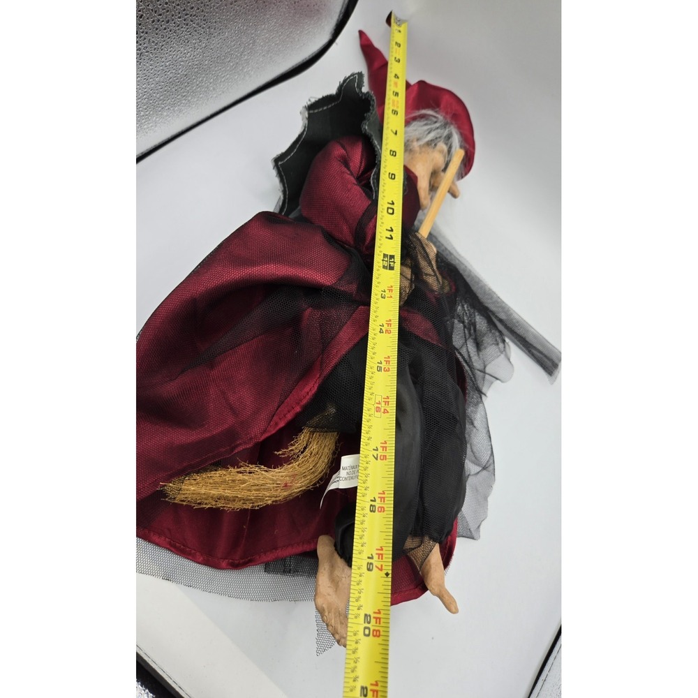 Vtg Ganz Hanging‎ Posable Witch Decoration Red Black Dress - Picture 6 of 6